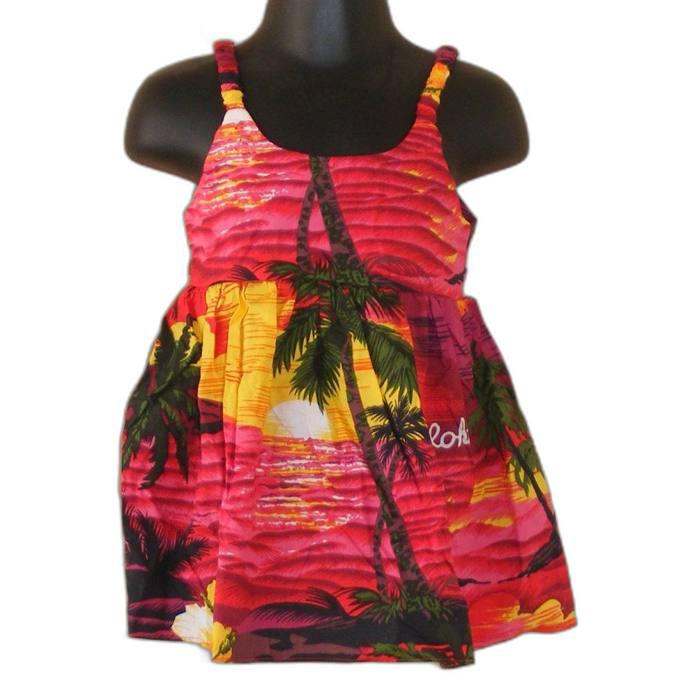 Vintage HAWAIIAN Sun Dress, 2, Colorful, Pink/red yellow beach print, Strappy - Picture 4 of 6